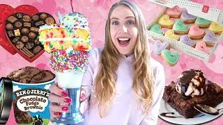 A VERY SWEET VALENTINES CHEAT DAY | DONUTS, CHOCOLATE, CANDY,  CAKE SHAKE, BROWNIE SUNDAE + MORE!