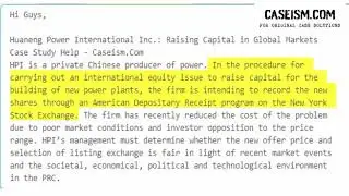 Huaneng Power International Inc.: Raising Capital in Global Markets Case Study Help - Caseism.Com