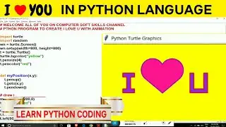 I Love you in Program in Python | How to make heart in Python Programming | Python Turtle Graphics