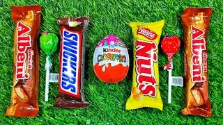 ASMR Popular Candys Unboxing Rainbow Lollipop Chocolate Snickers Kinder Surprise