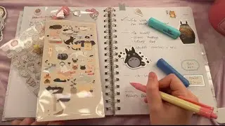 ASMR~PLANNING MY WEEK✨~CUTE STATIONARY SOUNDS 🐈🌷💕