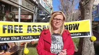 Wellington Free Assange protest in solidarity with actions in UK USA OZ NZ Canada Germany & Austria