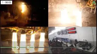 Four engine cluster firing of electric motor driven pump-fed single piece 3D printed engines