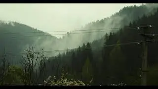 calm rainy morning in the mountains