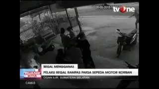 Rekaman CCTV Begal Kepergok Baku Tembak Dengan Polisi