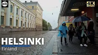 Helsinki Downtown Autumn Rain Walk - Esplanadi to Katajanokka (September 2022)