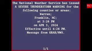 EAS Fail Caught on Spectrum! (EAS Severe Thunderstorm Warning for my county)