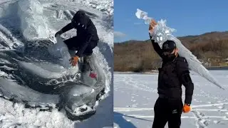 Skill spektakuler membuat patung dari es