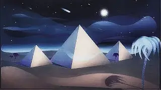 Pyramids at Night Illustration Process