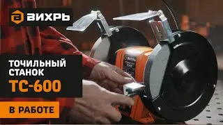Точильный станок ВИХРЬ ТС-600 в работе