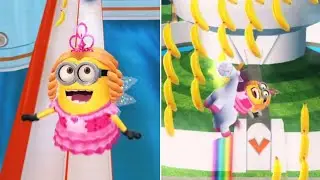 Minion Rush: Fairy Princess Minion Collects Bananas with Fluffy Unicorn at Vector's Fortress