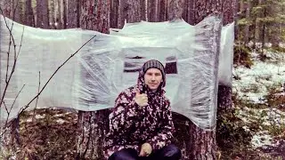 🏕️Шалаш из стрейч пленки в лесу🏕️(вторая часть от konstantina zika)