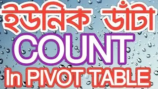 Unique data count in Excel using pivot table | Distinct Count | Dashboard in excel | Bangla Tutorial