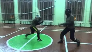 Финт и удар в бедро. Feint and strike to the hip.