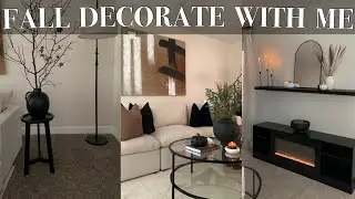 FALL DECORATE WITH ME | FALL MODERN LIVING ROOM | FIREPLACE | NEUTRAL LUXE FALL HOME DECOR | 2024