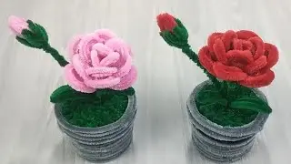 DIY | pipe cleaner flower pot DIY | How to make flower rose from pipe cleaner | creative idea