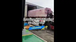 Container loading and shipping on a hot day#industrialpackaging #factory #shippingfromchina