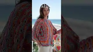 Alize Diva Batik ile Virüs Örnekli Altıgen Bluz