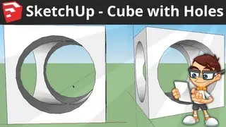 SketchUp: Passing Holes in Cube Intersecting Faces