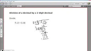 Division of a decimal by a two digit decimal