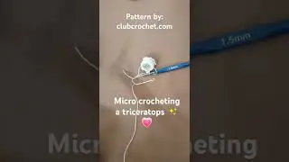 my smallest micro crochet animal #crochet #microcrochet #miniature #triceratops #crocheting #diy