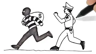 How to Draw a Policeman and a Thief Easy