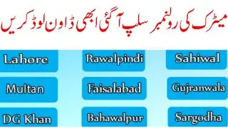 Matric Roll Number Slip 2021-Download10th Class Roll No Slip -Matric Roll Number Slip 2021All Boards