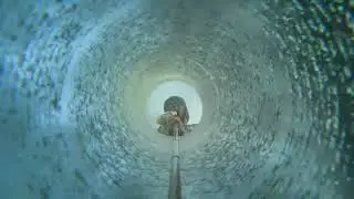 Down the ice fishing hole