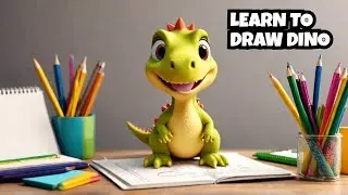 Learn to Draw a Dinosaur | How to Draw a Dinosaur | Draw and Colours Cute Dinosaur