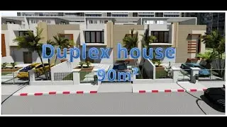 3d animation maison en rangée (plan libre)
