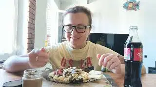 Макароны с грибами ЕДА КУДА ПРОЩЕ 😁МУКБАНГ#мукбангроссия #еда