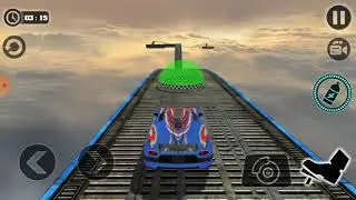 Impossible Stunt Car Tracks 3D Blue Car Driving Level 12 and 13_2019