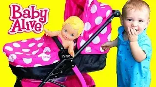 BABY STROLLER Toy Review! Baby Eli Walking Baby Alive