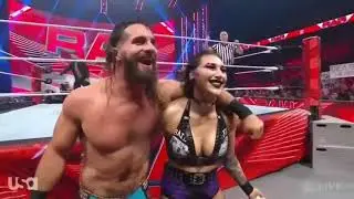 Seth Rollins and Rhea Ripley recrating Shawn Michaels and Melina moment