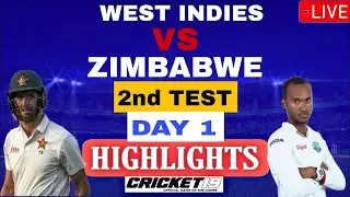 West Indies Tour Of Zimbabwe | 2nd Test Day 1 Highlights | zim vs wi