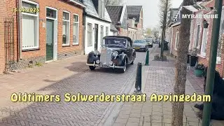 Oldtimers Appingedam Solwerderstraat Mercedes Benz 170 S Jaguar Mark 2  Peugeot 404 VW Cabrio