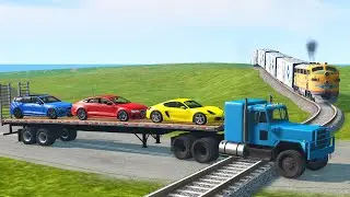 Truck Transport Failed - Crash Truck vs Train and Rail - BeamNG.drive