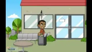 pooping in the trash can