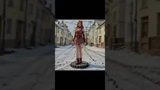 красивая девушка танцует на улице в коротком платье Ai