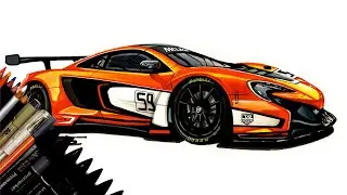 Realistic Car Drawing - McLaren 650S GT3 - Time Lapse - Drawing Ideas