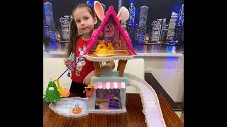 Настя и ее игровой домик Enchantimals Снежная долина Шале в горах.