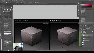 DPaint 3-6 Stone Cube- Backup layers before merging, dodge-burn on merged layer, add texture overlay