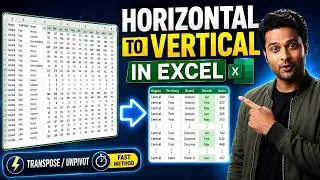 How to Convert Horizontal to Vertical Data in Excel | Transpose Rows & Columns