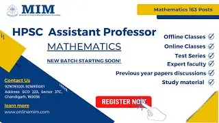 How to prepare HPSC Asst. Prof. Maths in lesser time | New Batch at MIM ACADEMY