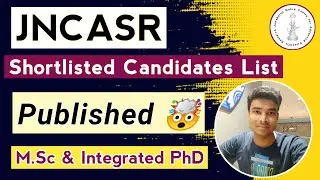 JNCASR Shortlisted Candidates List Published🔥|| M.Sc Chemistry & Integrated PhD || Inspire Chemistry