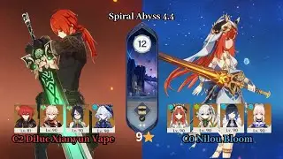 C2 Diluc Xianyun Vape & C0 Nilou Bloom | 4.4 Spiral Abyss | 9 Star | Genshin Impact