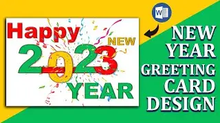 Happy New Year Card Design in Ms word || New Year Card Design