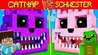 CATNAP KOPF HAUS vs CATNAP SCHWESTER KOPF HAUS BAU BATTLE in MINECRAFT!