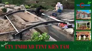 Quá trình lắp đặt cây cầu tiểu cảnh trang trí