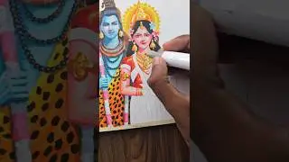 Shiva Parwati drawing 🔱: tutorial #shorts